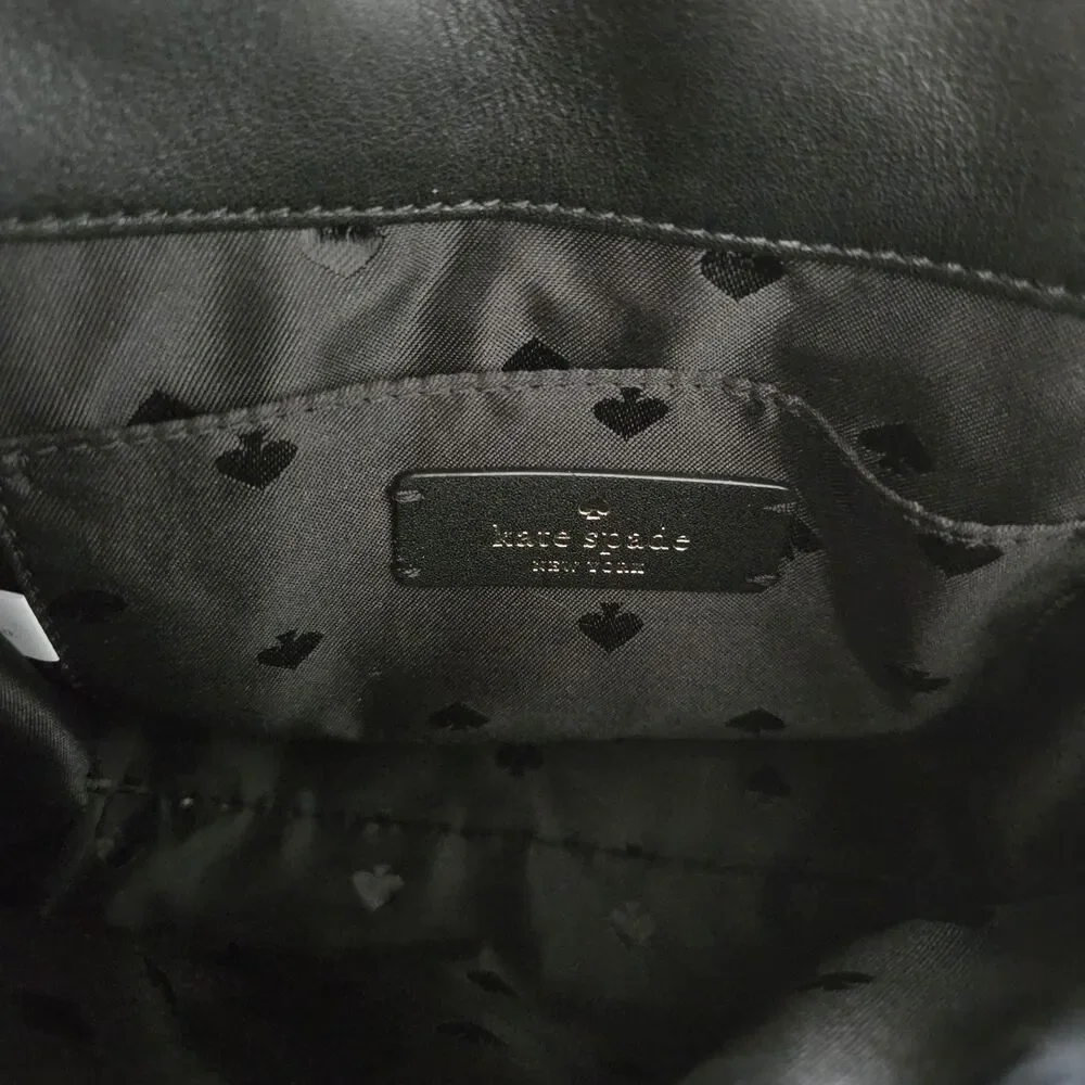 Kate Spade Natalia Small Quilted Shoulder Bag Black Faux Leather Gold Chain